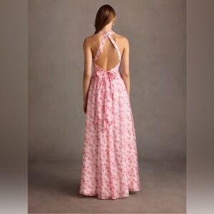 NWT Azazie Marjorie size 12 pink floral open back maxi dress bridesmaid prom